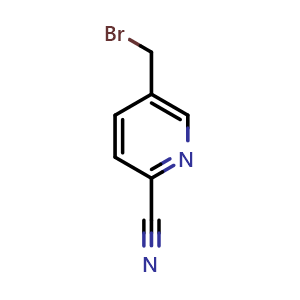 Chemical structure of 5-(bromomethyl)pyridine-2-carbonitrile , CAS 308846-06-2, AChemBlock O31616