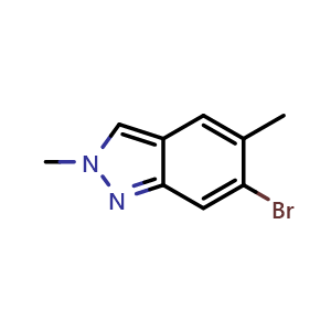 Chemical structure of 6-bromo-2,5-dimethyl-2H-indazole , CAS 1159511-92-8, AChemBlock O31617