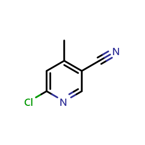 Chemical structure of 6-chloro-4-methylpyridine-3-carbonitrile , CAS 66909-35-1, AChemBlock O31618