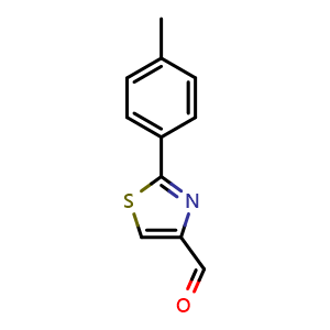 Chemical structure of 2-p-tolylthiazole-4-carbaldehyde , CAS 55327-29-2, AChemBlock O31631