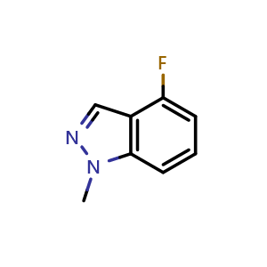Chemical structure of 4-Fluoro-1-methyl-1H-indazole , CAS 1092961-07-3, AChemBlock O31652