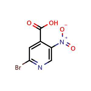 Chemical structure of 2-bromo-5-nitropyridine-4-carboxylic acid , CAS 1053655-82-5, AChemBlock O31655