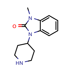 Chemical structure of 1-methyl-3-(piperidin-4-yl)-1H-benzo[d]imidazol-2(3H)-one , CAS 53786-10-0, AChemBlock O31657