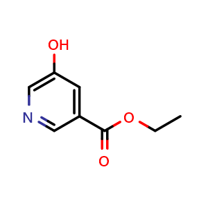 Chemical structure of ethyl 5-hydroxypyridine-3-carboxylate , CAS 59288-38-9, AChemBlock O31662