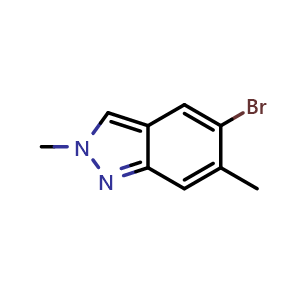 Chemical structure of 5-bromo-2,6-dimethyl-2H-indazole , CAS 1159511-90-6, AChemBlock O31666