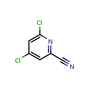 Chemical structure of 4,6-dichloropyridine-2-carbonitrile , CAS 40314-71-4, AChemBlock O31690