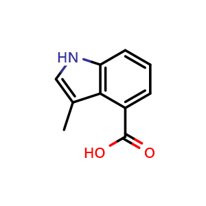 Chemical structure of 3-methyl-1H-indole-4-carboxylic acid , CAS 1159511-18-8, AChemBlock O31691
