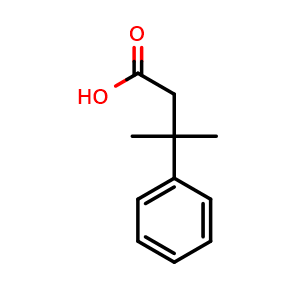 Chemical structure of 3-methyl-3-phenylbutanoic acid , CAS 1010-48-6, AChemBlock O31714