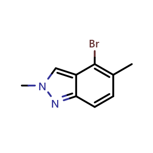 Chemical structure of 4-bromo-2,5-dimethyl-2H-indazole , CAS 1159511-86-0, AChemBlock O31719