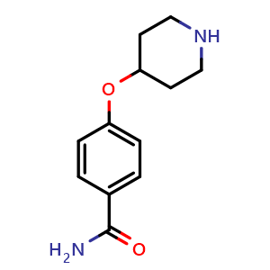 Chemical structure of 4-(piperidin-4-yloxy)benzamide , CAS 609781-30-8, AChemBlock O31723