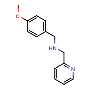 Chemical structure of (4-methoxyphenyl)-N-((pyridin-2-yl)methyl)methanamine , CAS 121020-62-0, AChemBlock O31751