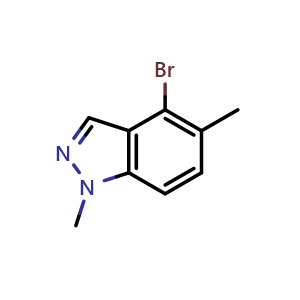 Chemical structure of 4-bromo-1,5-dimethyl-1H-indazole , CAS 1159511-77-9, AChemBlock O31755