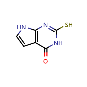 Chemical structure of 2-mercapto-3H-pyrrolo[2,3-d]pyrimidin-4(7H)-one , CAS 67831-84-9, AChemBlock O31757