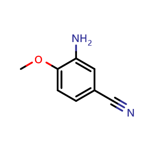 Chemical structure of 3-amino-4-methoxybenzonitrile , CAS 60979-25-1, AChemBlock O31758