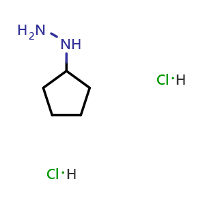 Chemical structure of 1-cyclopentylhydrazine dihydrochloride , CAS 645372-27-6, AChemBlock O31761
