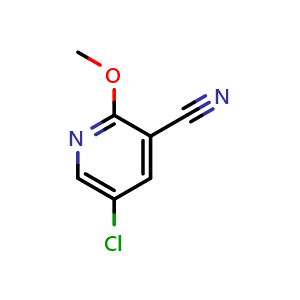 Chemical structure of 5-chloro-2-methoxypyridine-3-carbonitrile , CAS 1256812-94-8, AChemBlock O31766