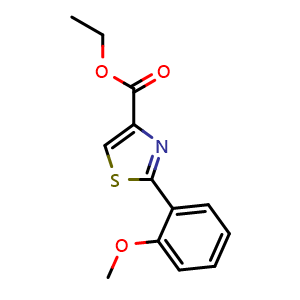 Chemical structure of Ethyl 2-(2-methoxyphenyl)thiazole-4-carboxylate , CAS 115299-16-6, AChemBlock O31777