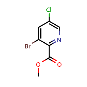 Chemical structure of methyl 3-bromo-5-chloropyridine-2-carboxylate , CAS 1214362-45-4, AChemBlock O31792