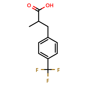 Chemical structure of 2-(4-(Trifluoromethyl)benzyl)propanoic acid , CAS 1192772-71-6, AChemBlock O31796