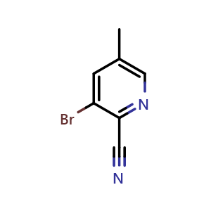 Chemical structure of 3-bromo-5-methylpyridine-2-carbonitrile , CAS 474824-78-7, AChemBlock O31807