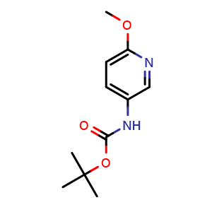 Chemical structure of tert-butyl 6-methoxypyridin-3-ylcarbamate , CAS 183741-80-2, AChemBlock O31810