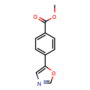 Chemical structure of methyl 4-(oxazol-5-yl)benzoate , CAS 179057-14-8, AChemBlock O31817