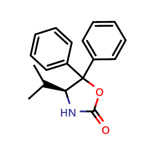 Chemical structure of (S)-4-isopropyl-5,5-diphenyloxazolidin-2-one , CAS 184346-45-0, AChemBlock O31835