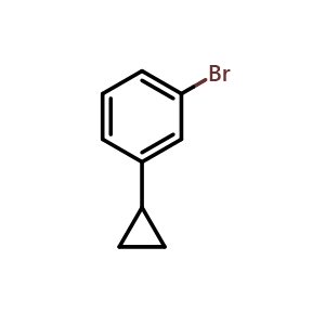 Chemical structure of 1-bromo-3-cyclopropylbenzene , CAS 1798-85-2, AChemBlock O31879
