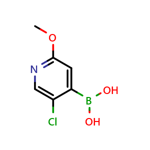 Chemical structure of 5-chloro-2-methoxypyridin-4-yl-4-boronic acid , CAS 475275-69-5, AChemBlock O31880