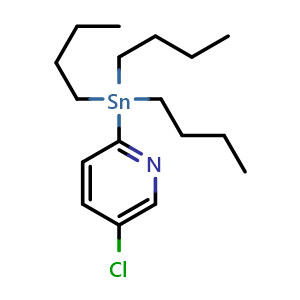 Chemical structure of 2-(tributylstannyl)-5-chloropyridine , CAS 611168-63-9, AChemBlock O31890