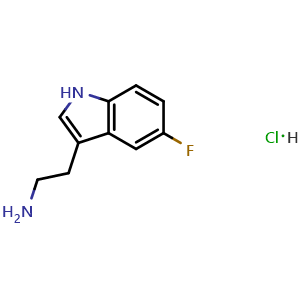 Chemical structure of 2-(5-fluoro-1H-indol-3-yl)ethanamine hydrochloride , CAS 2711-58-2, AChemBlock O31914