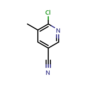 Chemical structure of 6-chloro-5-methylpyridine-3-carbonitrile , CAS 66909-33-9, AChemBlock O31916