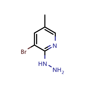 Chemical structure of 1-(3-Bromo-5-methylpyridin-2-yl)hydrazine , CAS 1289007-61-9, AChemBlock O31922