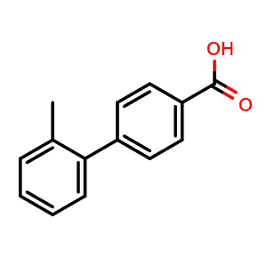 Chemical structure of 2'-methylbiphenyl-4-carboxylic acid , CAS 5748-43-6, AChemBlock O31932