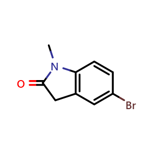 Chemical structure of 5-bromo-1-methylindolin-2-one , CAS 20870-90-0, AChemBlock O31956