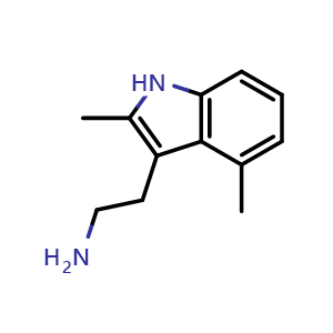 Chemical structure of 2-(2,4-dimethyl-1H-indol-3-yl)ethanamine , CAS 1018592-84-1, AChemBlock O31976