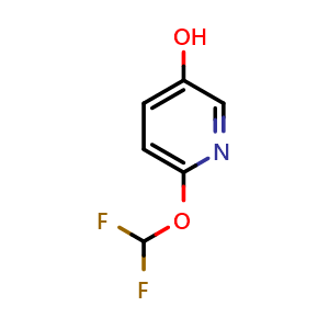 Chemical structure of 6-(Difluoromethoxy)pyridin-3-ol , CAS 859539-04-1, AChemBlock O31979