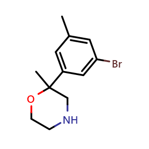 Chemical structure of 2-(3-bromo-5-methylphenyl)-2-methylmorpholine , CAS 1956369-37-1, AChemBlock O32015
