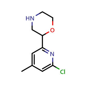 Chemical structure of 2-(6-chloro-4-methylpyridin-2-yl)morpholine , CAS 1956366-95-2, AChemBlock O32018