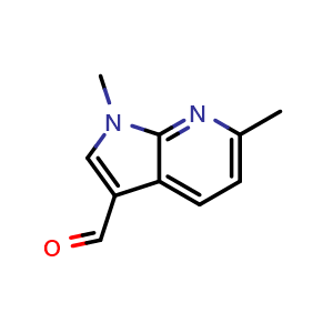 Chemical structure of 1,6-dimethyl-1H-pyrrolo[2,3-b]pyridine-3-carbaldehyde , CAS 1368175-67-0, AChemBlock O32025