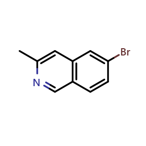 Chemical structure of 6-bromo-3-methylisoquinoline , CAS 1222368-50-4, AChemBlock O32044