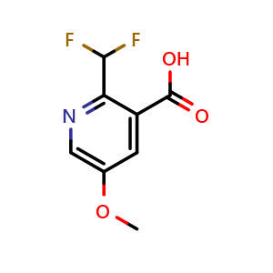 Chemical structure of 2-(difluoromethyl)-5-methoxypyridine-3-carboxylic acid , CAS 1256837-04-3, AChemBlock O32053