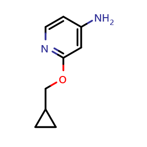 Chemical structure of 2-(cyclopropylmethoxy)pyridin-4-amine , CAS 1250093-19-6, AChemBlock O32062