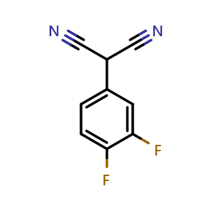 Chemical structure of 2-(3,4-difluorophenyl)malononitrile , CAS 1692521-86-0, AChemBlock O32066