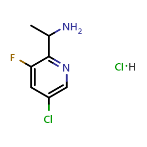 Chemical structure of 1-(5-chloro-3-fluoropyridin-2-yl)ethanamine hydrochloride , CAS 1948237-22-6, AChemBlock O32078