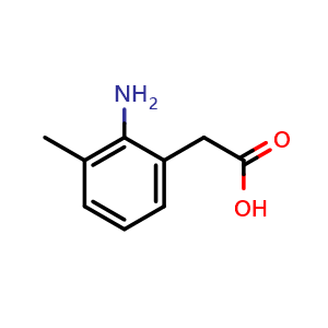 Chemical structure of 2-(2-Amino-3-methylphenyl)acetic acid , CAS 1334405-57-0, AChemBlock O32083
