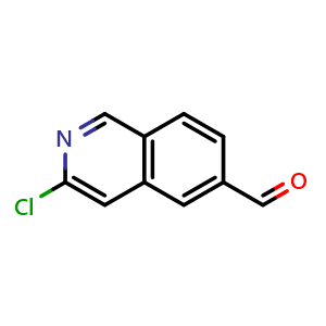 Chemical structure of 3-Chloroisoquinoline-6-carbaldehyde , CAS 1337880-76-8, AChemBlock O32095