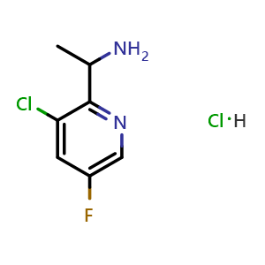 Chemical structure of 1-(3-chloro-5-fluoropyridin-2-yl)ethanamine hydrochloride , CAS 1948237-21-5, AChemBlock O32103