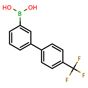 Chemical structure of 4'-(trifluoromethyl)biphenyl-3-ylboronic acid , CAS 1107603-45-1, AChemBlock O32108