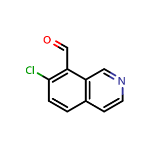 Chemical structure of 7-Chloroisoquinoline-8-carbaldehyde , CAS 1416714-26-5, AChemBlock O32111